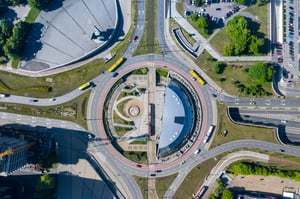 top aerial view of roundabout
