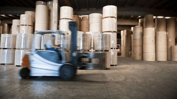 Warehouse forklift moving objects