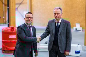 Dr. Nicola Tomatis, CEO of BlueBotics, with Federico Gatti, General Manager of ZAPI GROUP